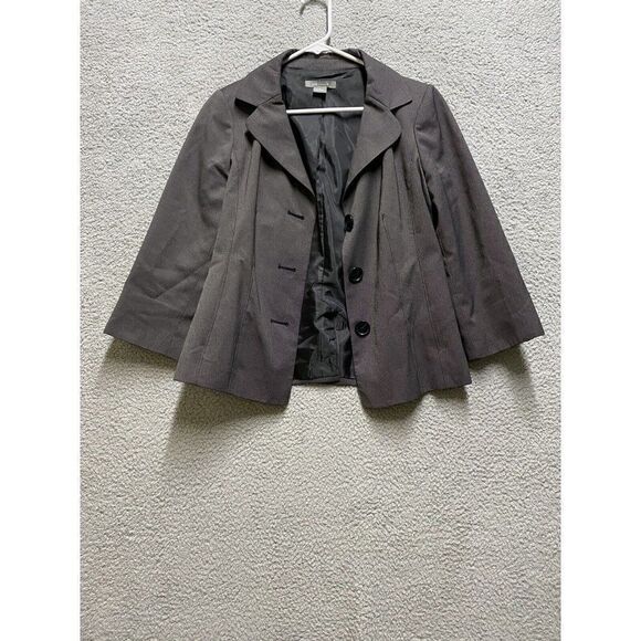 Ann Taylor Women's Gray Three Button Lined Blazer Jacket Size 6 - Picture 2 of 8